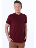 Tricou baieti cu nasturi, visiniu NDZ8417 - Magazin online - Boutique